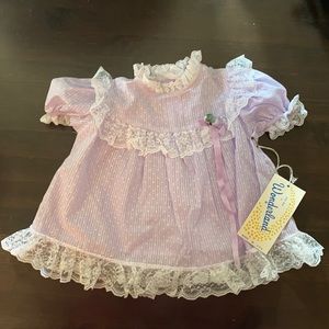 Vintage lavender light purple polka dot lace dress 12 months baby new ruffles